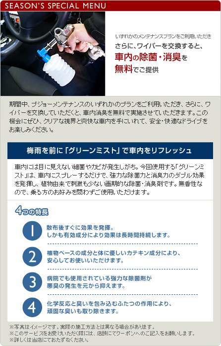 プジョー　メンテナンスキャンペーン（～６／３０） セクション3