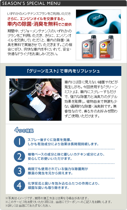 プジョー　メンテナンスキャンペーン　セクション3