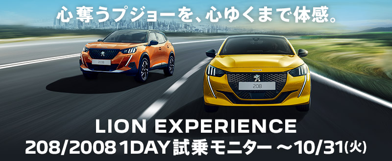 LION EXPERIENCE 208/2008 1DAY試乗モニター　～10/31(火)